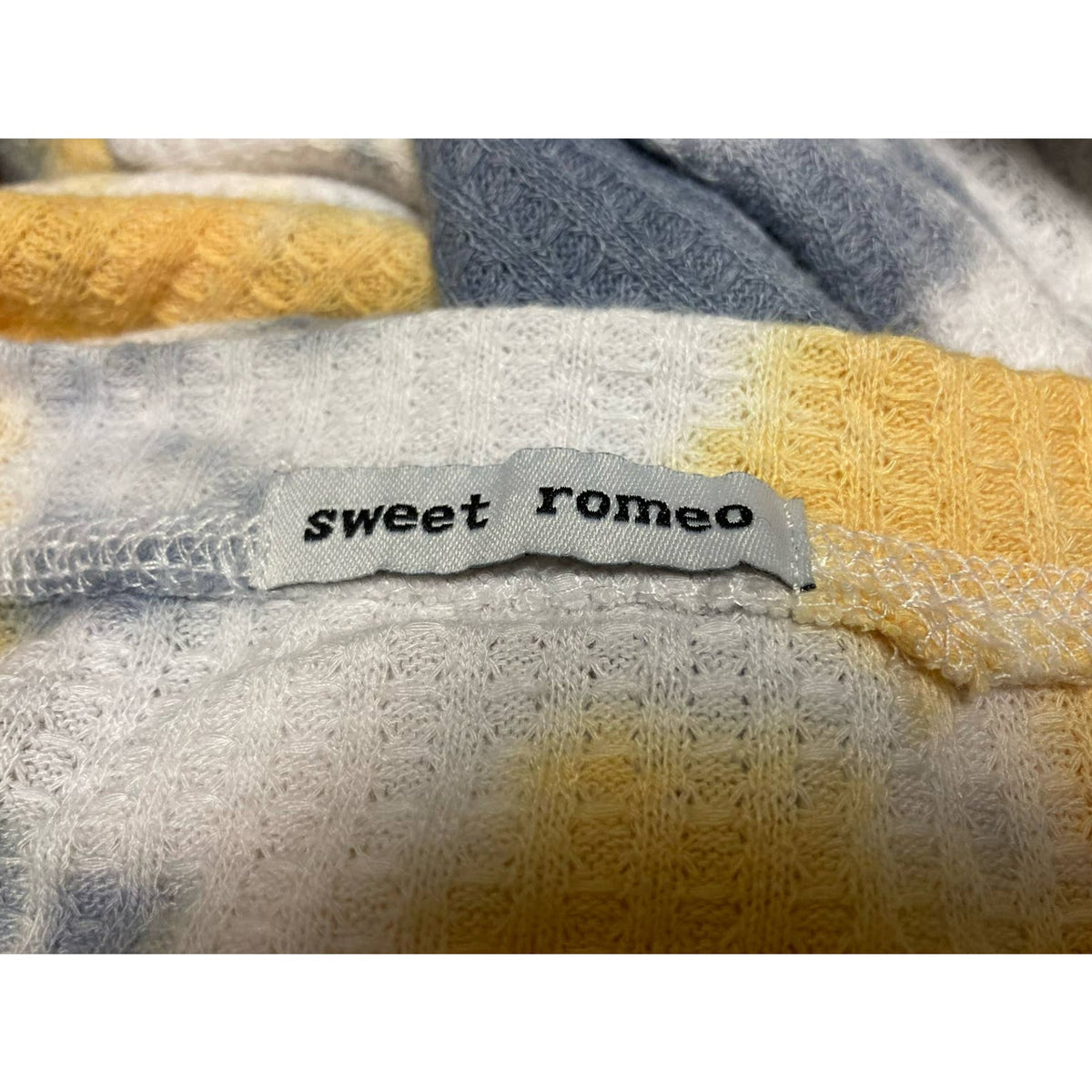 Sweet Romeo Storm Tie Dye SMALL NEW Waffle Knit Thermal Top Thumb Holes Raglan