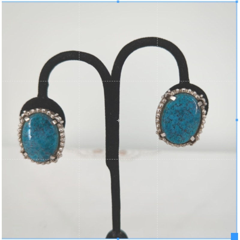 Signed Whiting and Davis Co Turquoise Clip On Earrings Silver tone