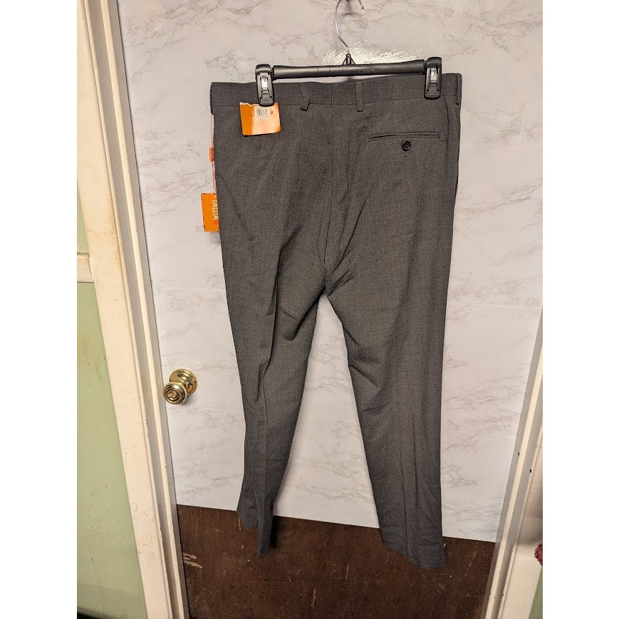 NEW tallia mens gray trousers dress pants wool 34" waist 29.5" Inseam flat front