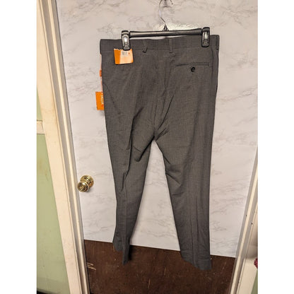 NEW tallia mens gray trousers dress pants wool 34" waist 29.5" Inseam flat front