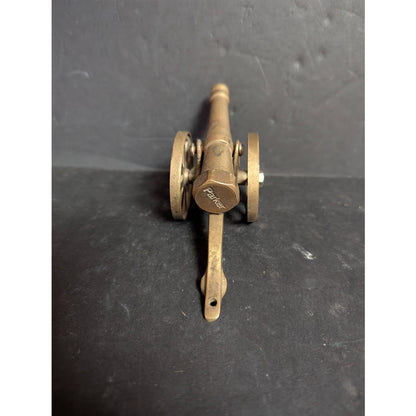 Vintage Parker Brass Toy Cannon Wheels Battlefield Pull behind HEAVY Miniature
