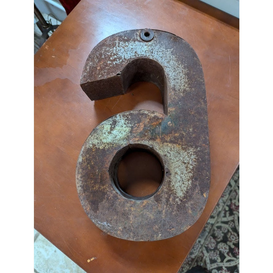 Rusty METAL  number " 6 " wall hanging custom made Approx. 14" x 3" x 8.5"