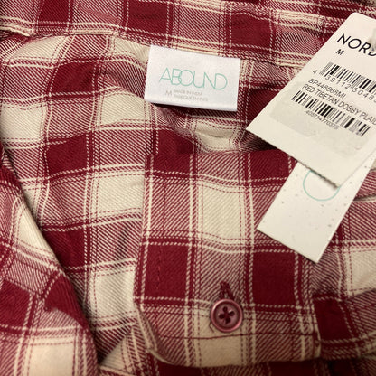 ABOUND Red & White Tibetan Dobby Plaid size Medium NEW Raw Fringe Hem Crop Top