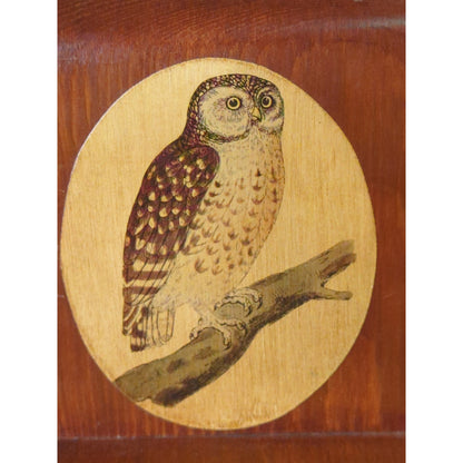 Vintage Wood Owl Bookends Decoupage Art Pair Library Bookshelf