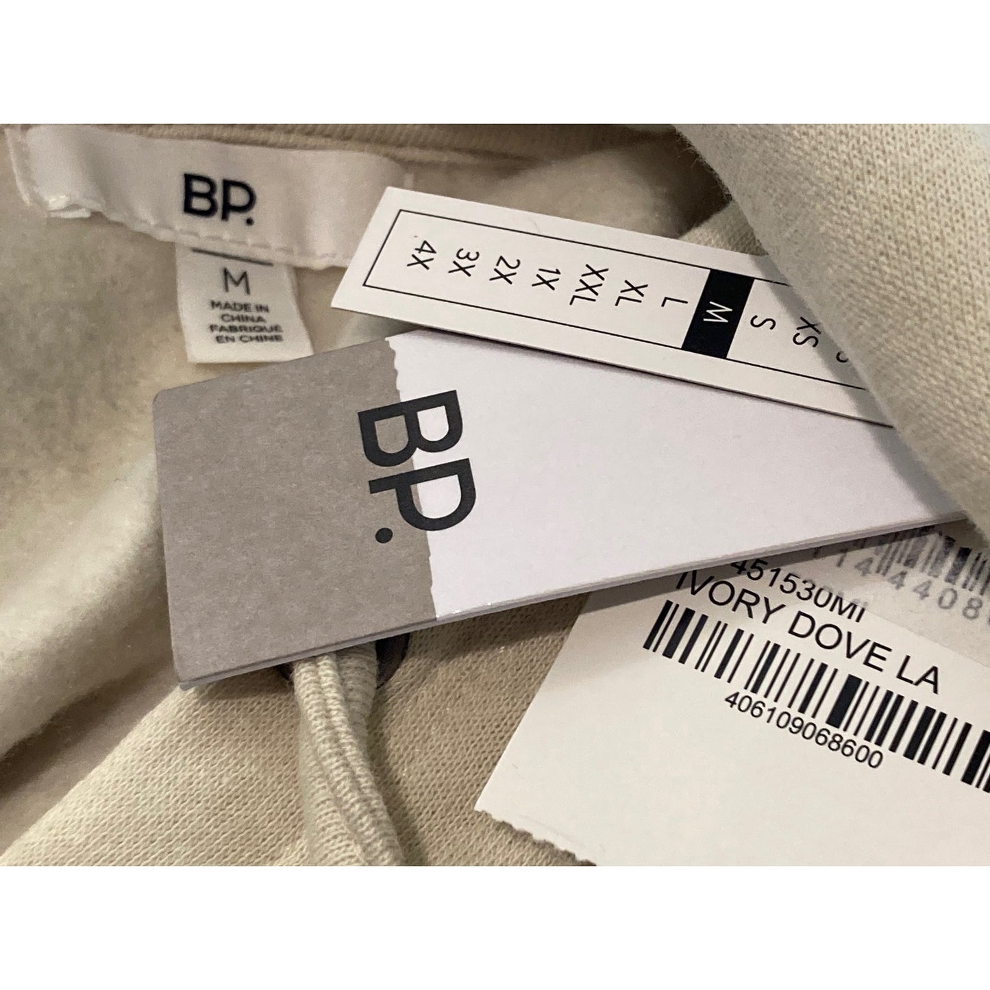 NWT BP. Pullover LA Drawstring Kangaroo Pocket Hoodie Sz Medium in Ivory Dove LA