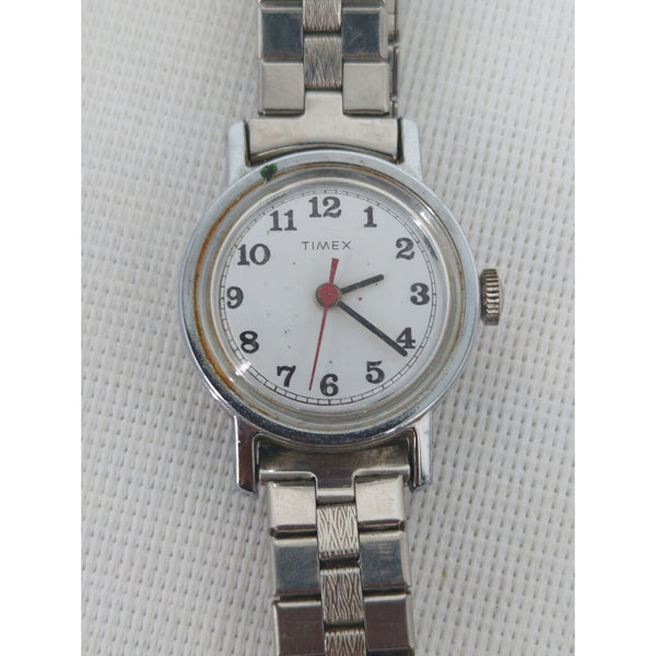Vintage Timex Manual-Wind Mechanical Watch with Stainless Steel Expansion Band