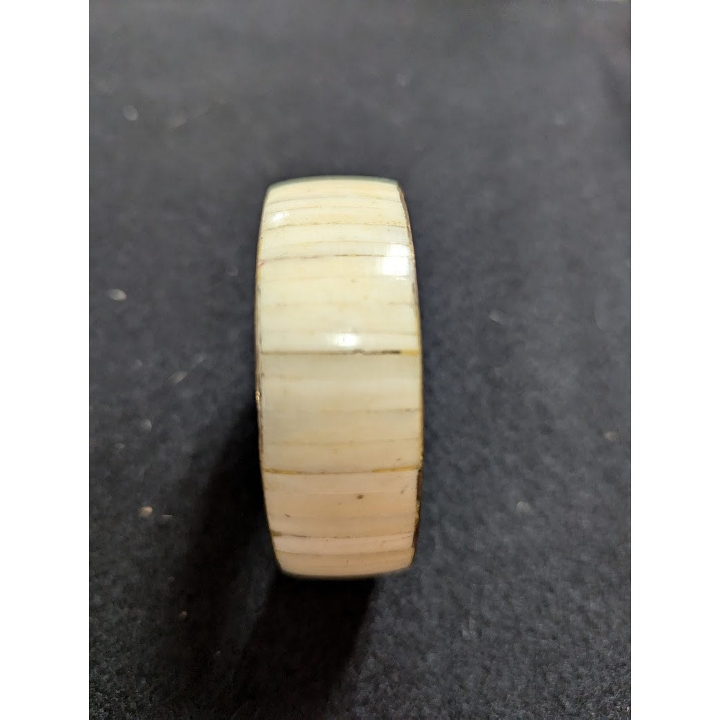 Vintage Brass and Horn bangle bracelet Cream goldtone