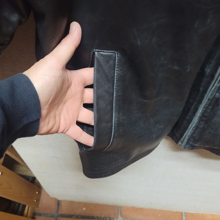 Vintage 80s black Excelled Leather Coat Jacket Men Large SOFT like butter BIKER