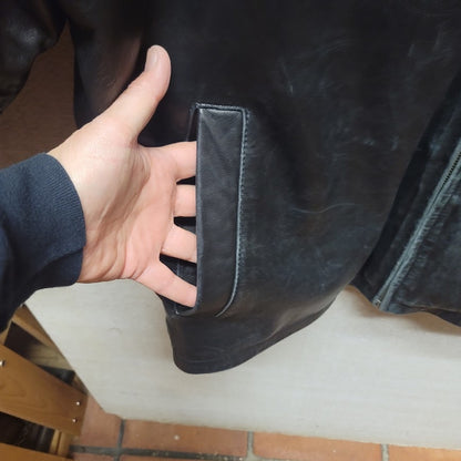 Vintage 80s black Excelled Leather Coat Jacket Men Large SOFT like butter BIKER