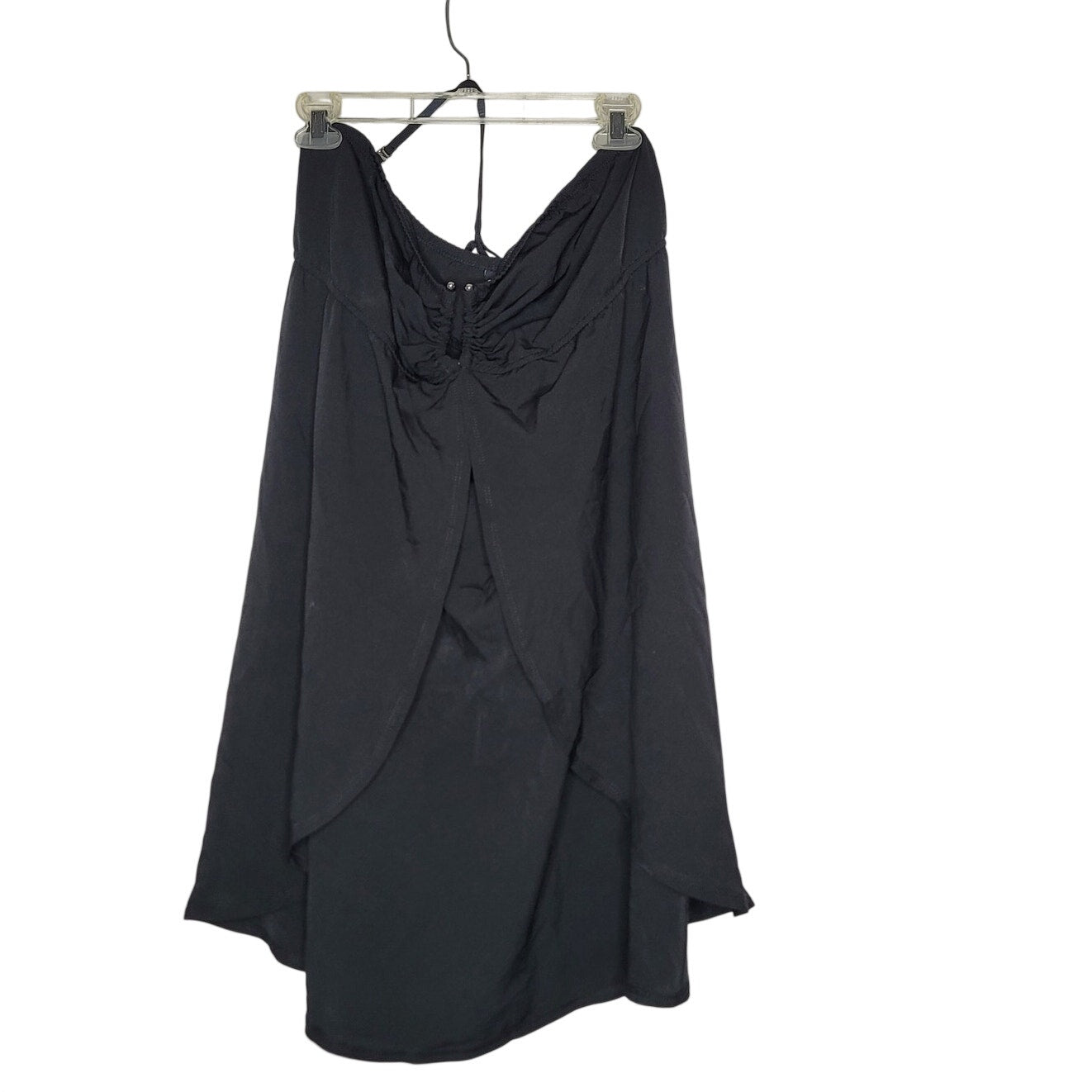 George XL Beach coverup black split front halter top removable strap lightweight