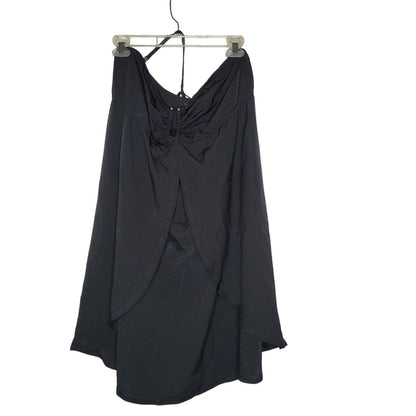 George XL Beach coverup black split front halter top removable strap lightweight