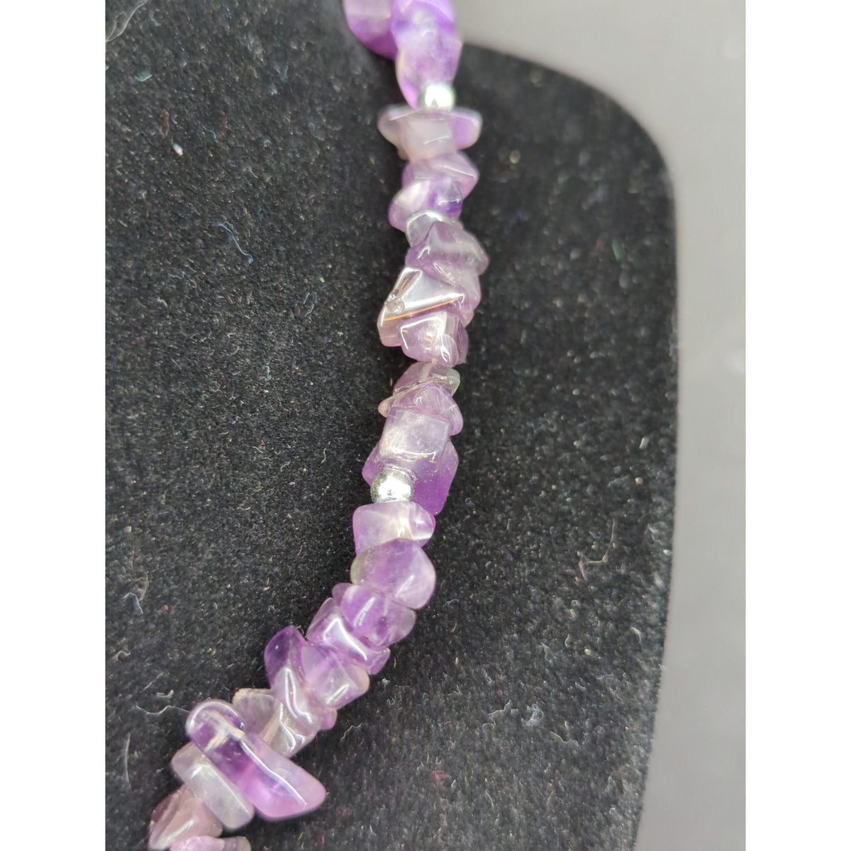 Vintage Amethyst Quartz Nugget Y-Necklace Drop Pendant Boho Chic Raw Crystal