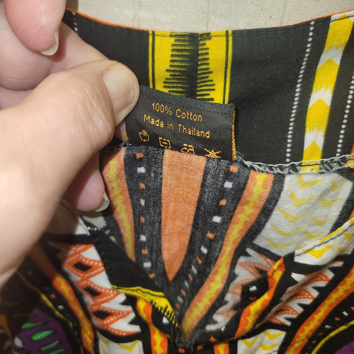 Dashiki Print Shirt Poncho Blouse Elastic Waist Cotton One Size Purple yellow