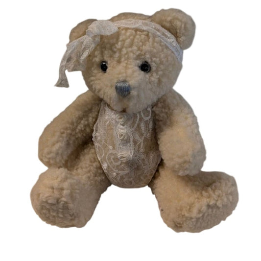 Stuffed Animal PLUSH teddy bear lace bodysuit with headband Vintage 80s