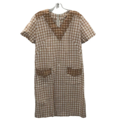 Vintage 1940s dress lightweight summer short sleeve brown Medium/ Large house
