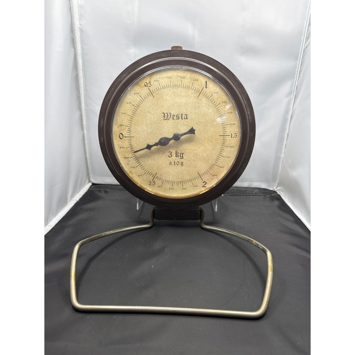 Vintage WESTA 3 KG scale wall mound brass bowl Germany European Farmhouse