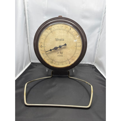 Vintage WESTA 3 KG scale wall mound brass bowl Germany European Farmhouse