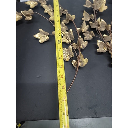 Vtg. Mid Century Copper Goldtone Leaf wall Art Brutalist Pr 18" Metal Lightweigh
