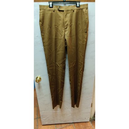 Hart Schaffner Marx Men's Tan 100% Wool Dress Pants Tailored Trousers 36x36
