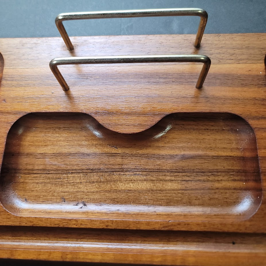 Mid-Century Modern Solid Teak Valet tray Gentlemans Desk Organizer Vanity Jewels