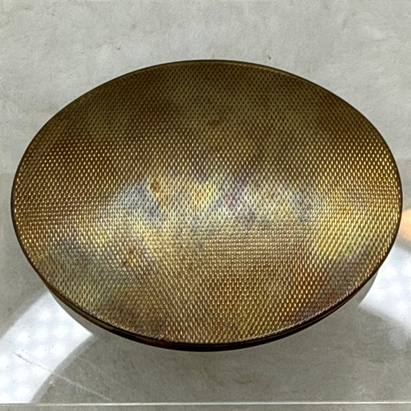Vintage GoldTone Oval Powder Compact guilloche' Great Britain Floral Engine Turn