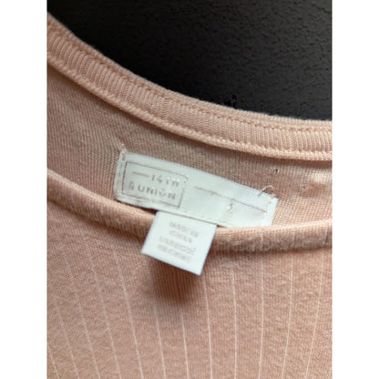 14th & Union MEDIUM pink smoke long sleeve ribbed sweater layering shirt top