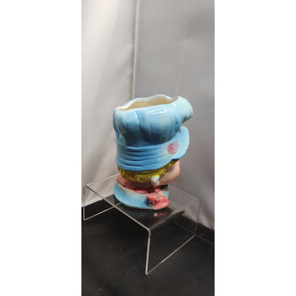 Vintage Blue Chef Hat Child Head Vase Planter Kitschy Ceramic EO Brody A-1541