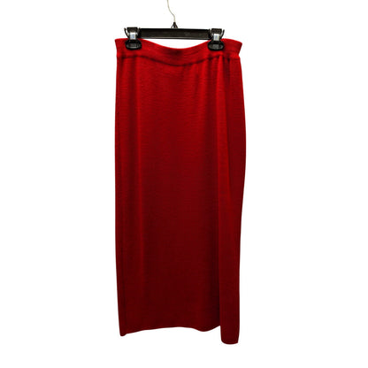 Vintage Preston & York Red Merino Wool Knit Midi Skirt Medium Academic Luxury