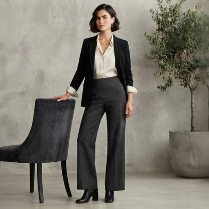 Antonio Melani Size 6 Marled Dark Charcoal Flat Front Pants