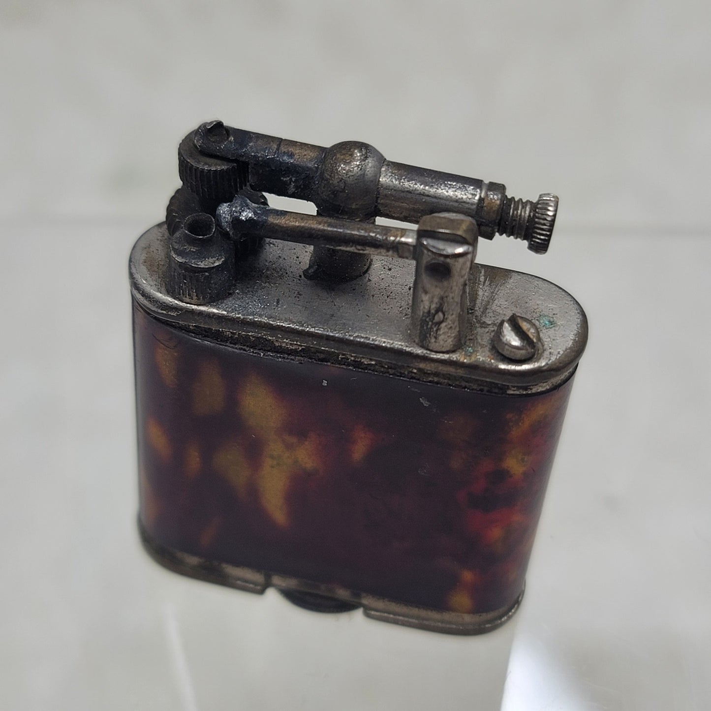 Vintage Thorens Style Lift Arm Pocket Lighter Antique Tortoiseshell Art Deco