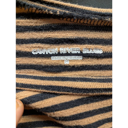 Canyon River Blues Black Striped Size Medium Side Button Detail Shirt Top NEW