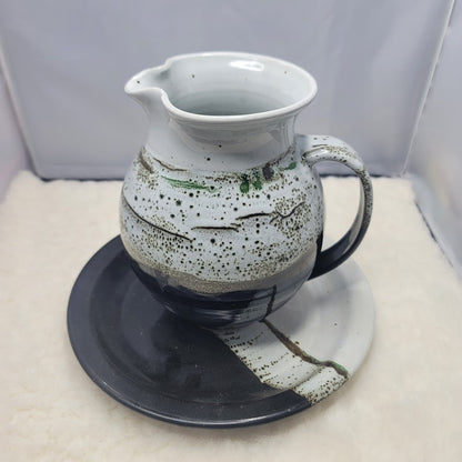 Donald Penny Signed Studio Art Pottery Pitcher and Plate Earth tones
