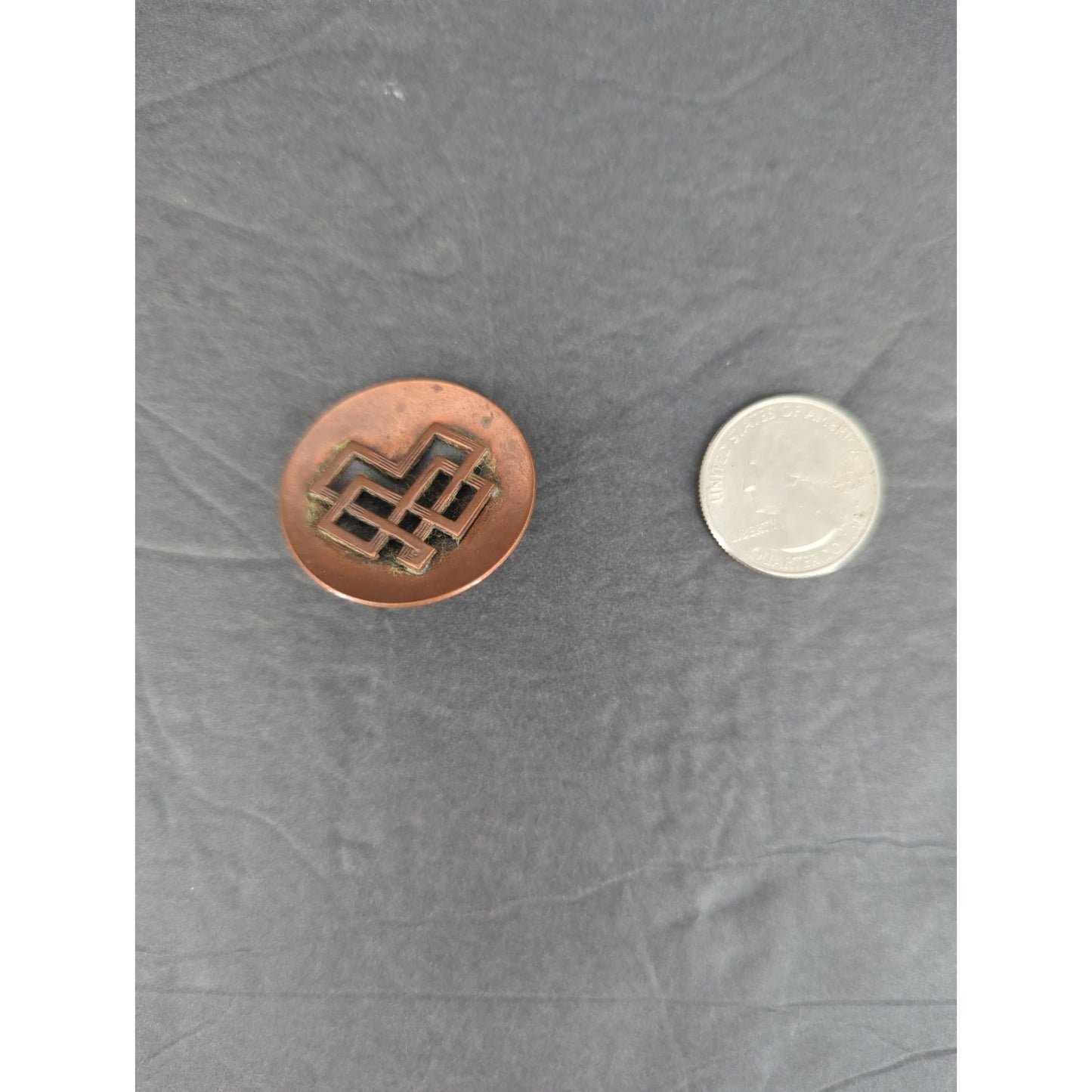 Vintage Copper Diamond Geometric Clip On Earrings Mid Century Modern