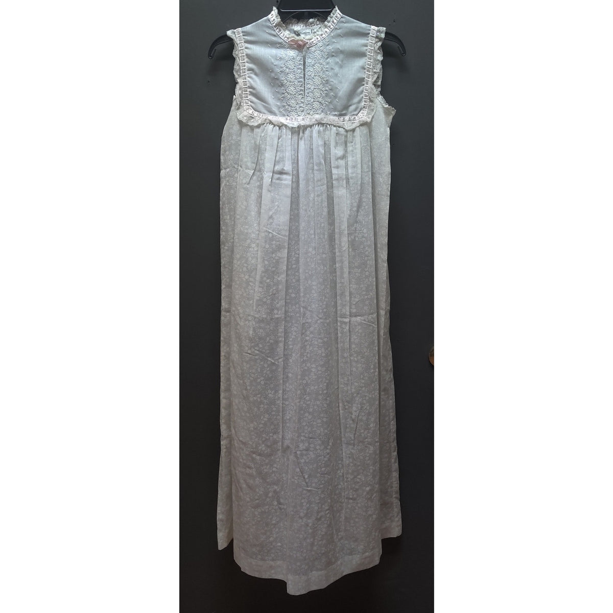 Vintage Christian Dior Blue Cotton Blend Eyelet Nightgown Small Luxury Boudoir