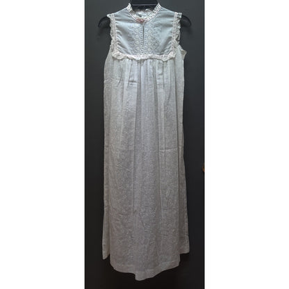 Vintage Christian Dior Blue Cotton Blend Eyelet Nightgown Small Luxury Boudoir
