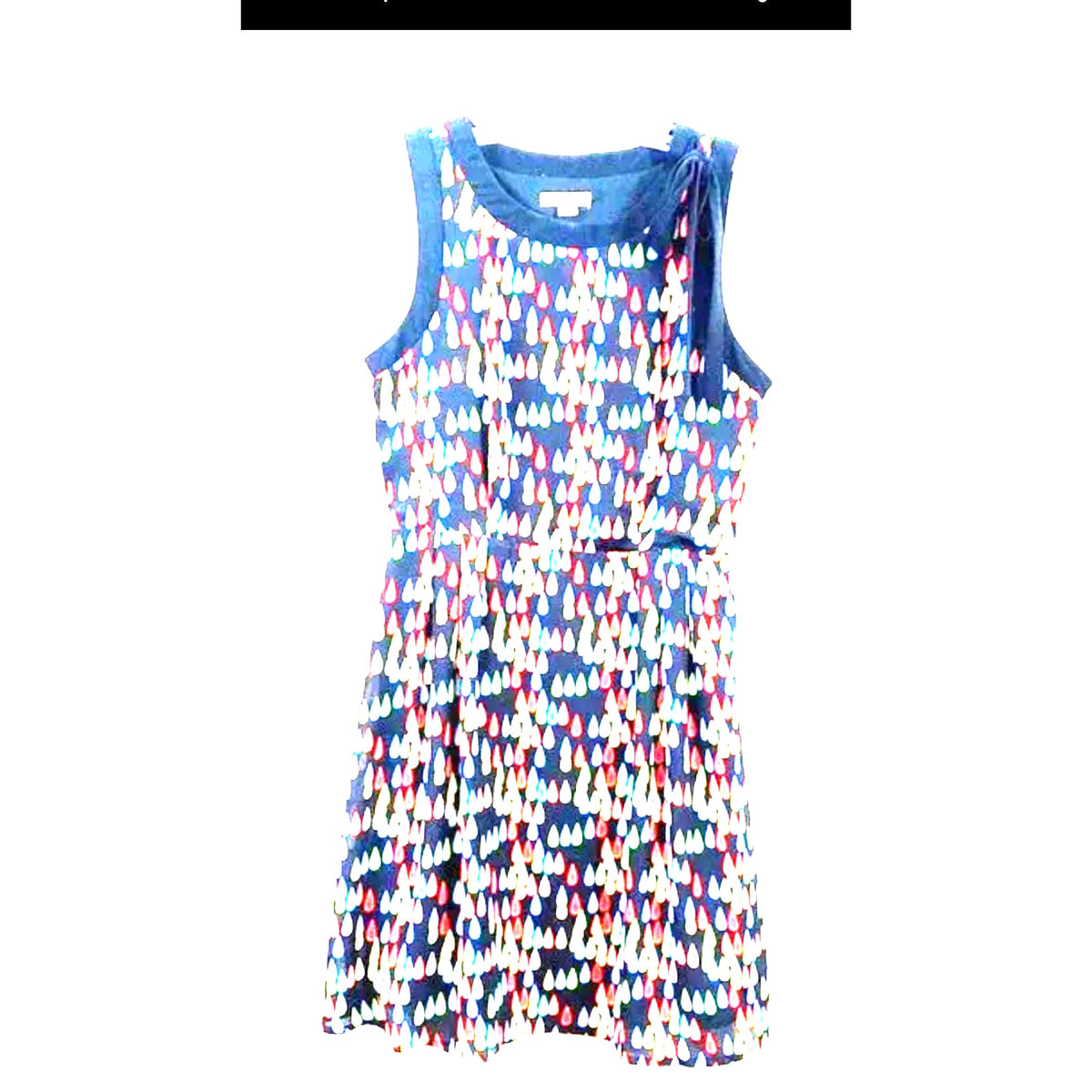 Tulle Retro 60s Fit Flare Dress Sleeveless Raindrop Multi-Color Small neck scarf