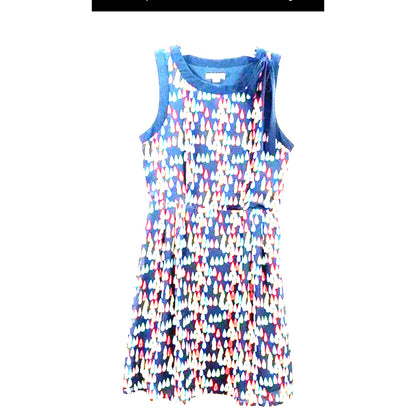 Tulle Retro 60s Fit Flare Dress Sleeveless Raindrop Multi-Color Small neck scarf