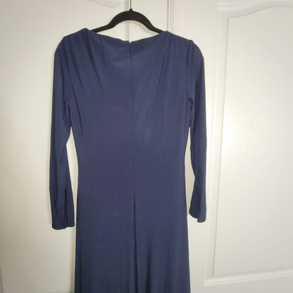 Leena McDuggal Size 10 Blue maxi Long Sleeve Evening Gown Dress Rushed Formal