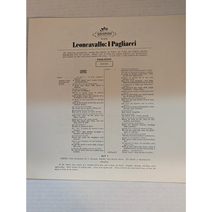 Leoncavallo I Pagliacci Corelli Gobbi Matacic Seraphim IB6058 Stereo 2LP Box Set