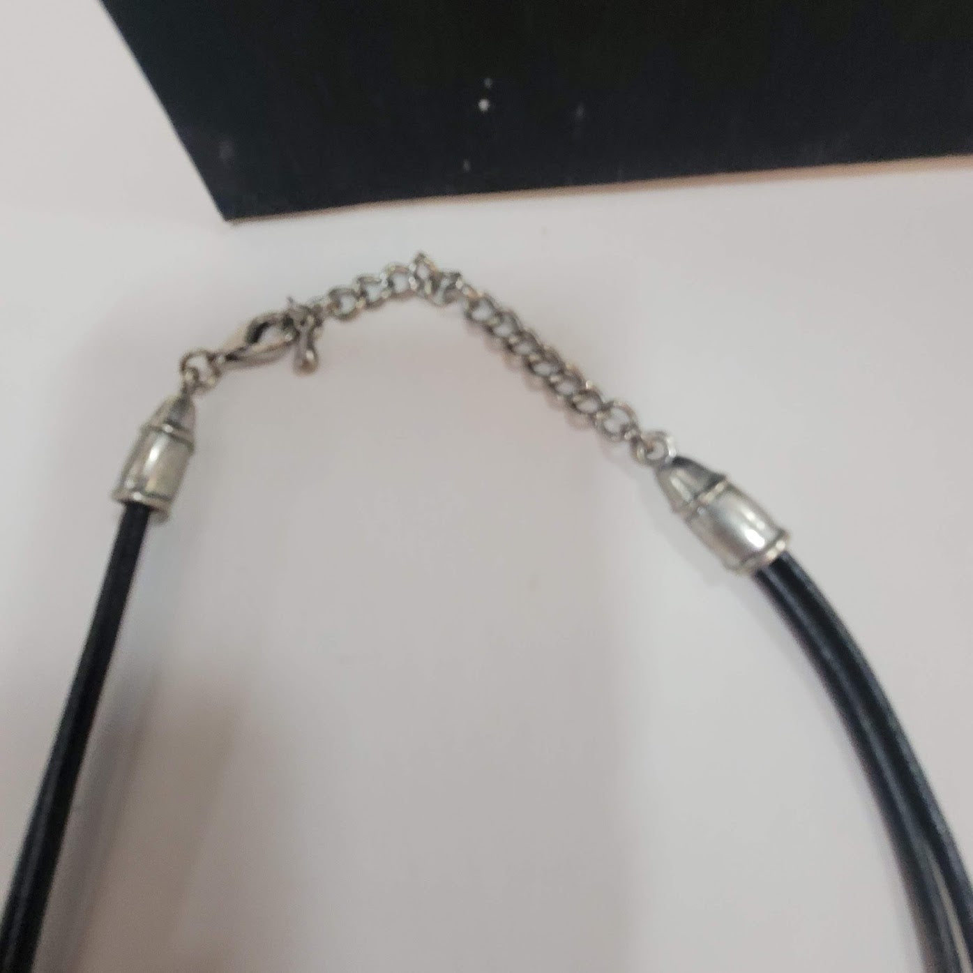 Silvertone and Black Metal Necklace Goth Brualist 10"  Circles Modernist