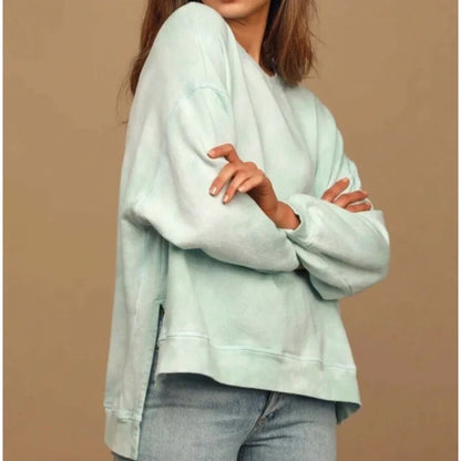 Found Los Angeles Women's LARGE Oversized Green Tie Dye Crew Sweatshirt USA new