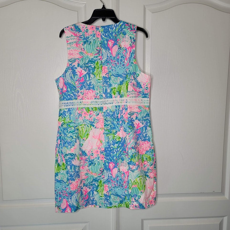 Lilly Pulitzer Size 16 NEW Railee Shift Multi Fished my Wish Blue Pink Dress