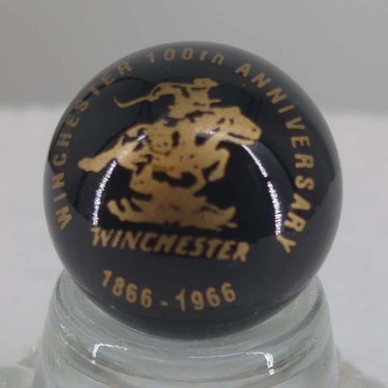 Vintage 1966 Winchester 100th Anniversary Advertising Glass Marble 5/8" #BOXA4