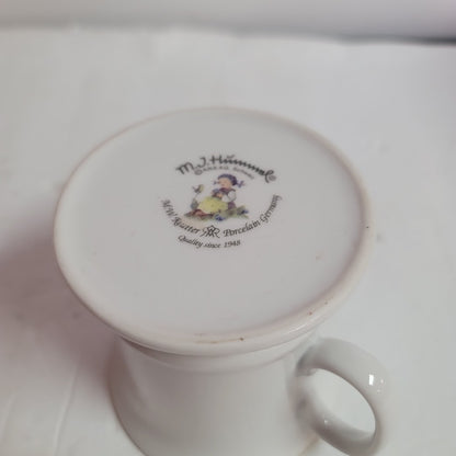 M.J. Hummel Germany Porcelain coffee cup mug white gold rimmed