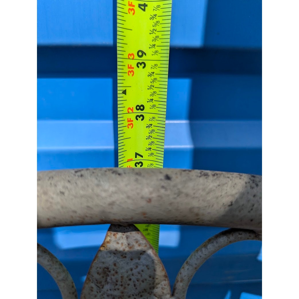 SECONDHAND SANDIES: Pair of outdoor metal chairs with cushions