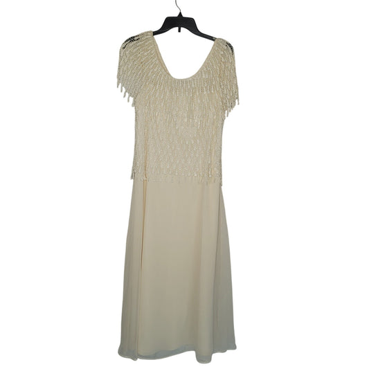Vintage Cream Maxi Altered formal dress Large Formal Large Overlay lined