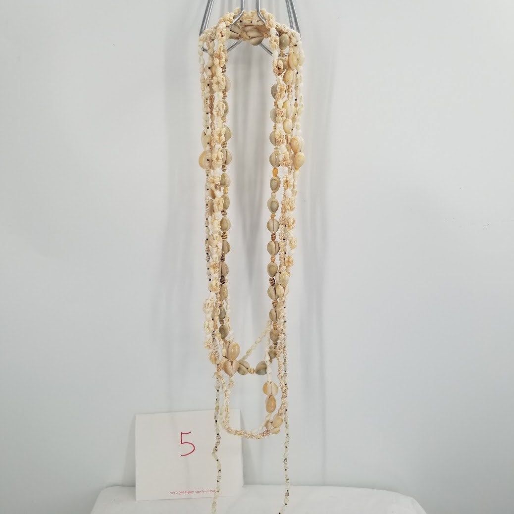 vINTAGE cowrie shell necklaces Lot of 5 Beach shells various lengths