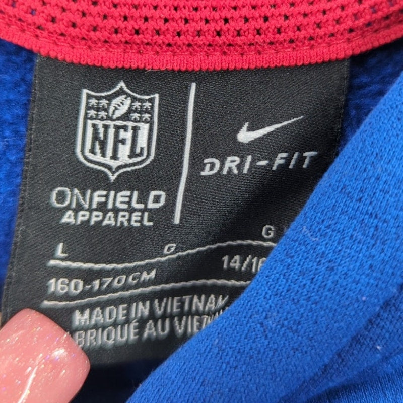 NFL On-Field Apparel NY Giants Pullover Hoodie Kangaroo Pocket Blue Size Large