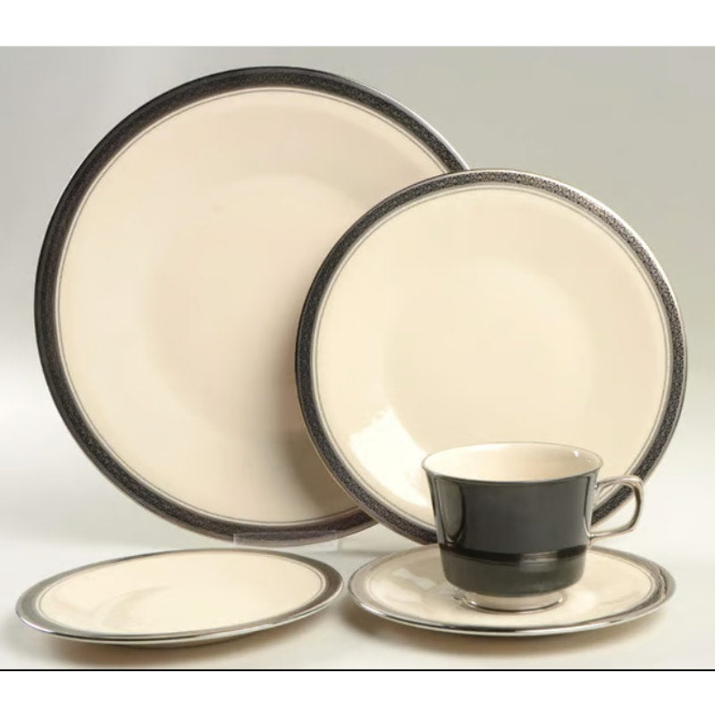 Vintage Discontinued Black Band 5 Pc. Place Setting Indigo Franciscan China Set
