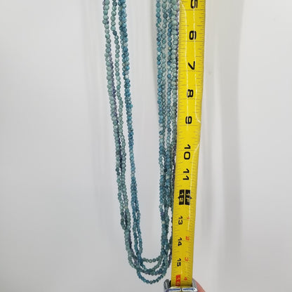 5 strands of round beads Teal blue greens purple stones craft jewelry necklace